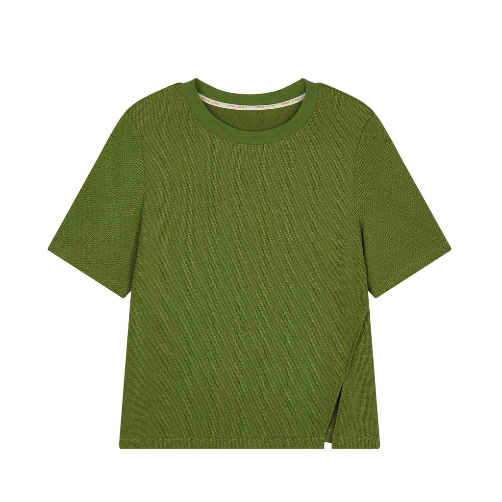 green T-shirt