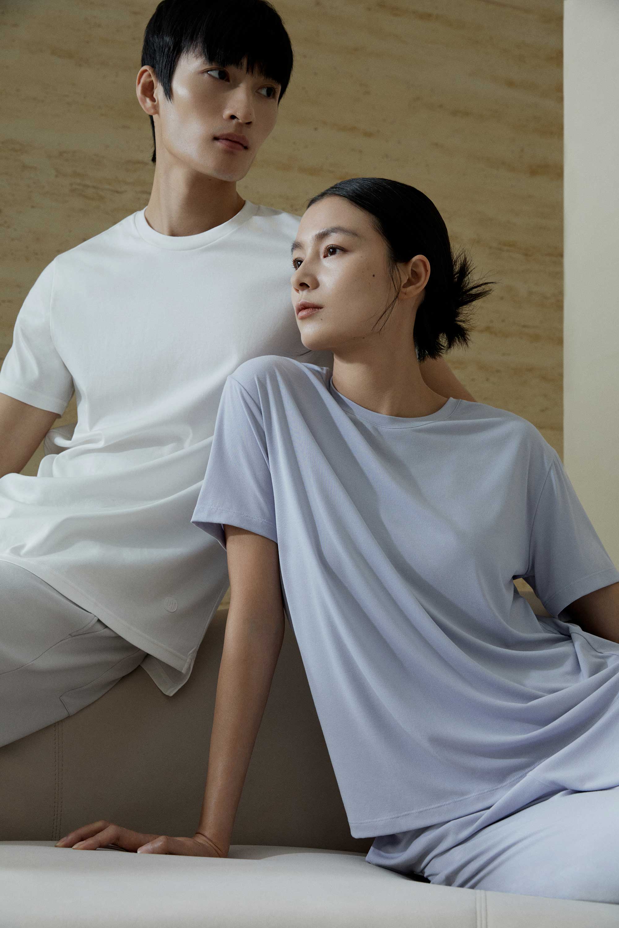 man in white T-Shirt and woman in blue T-Shirt