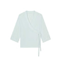 light blue maternity wrap top
