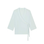 light blue maternity wrap top