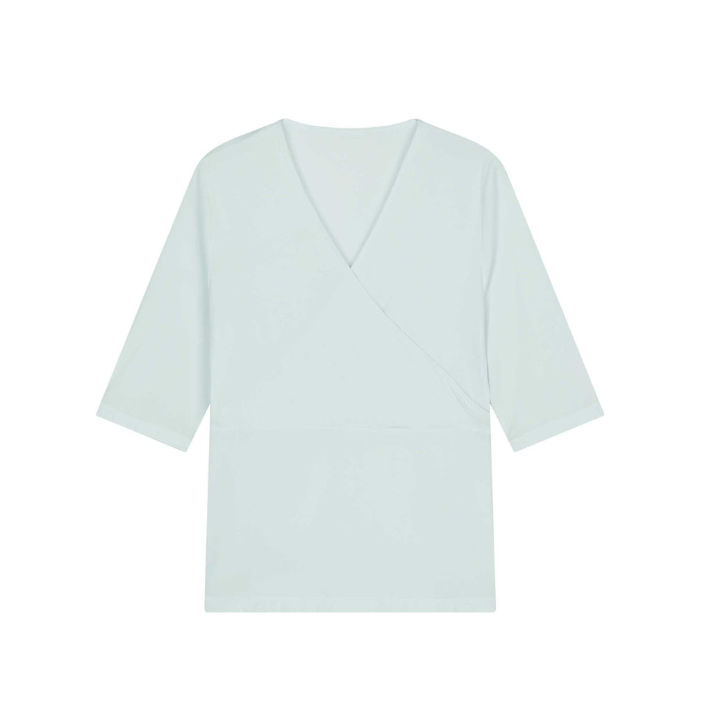 light blue maternity V-neck top