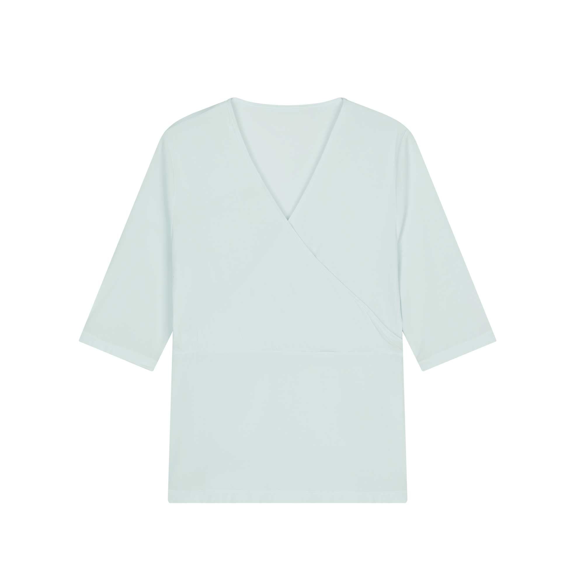 light blue maternity V-neck top