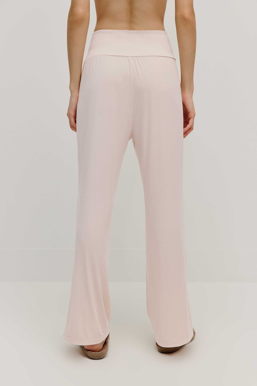 back of pink maternity pajama pants
