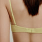 back of woman in yellow bra