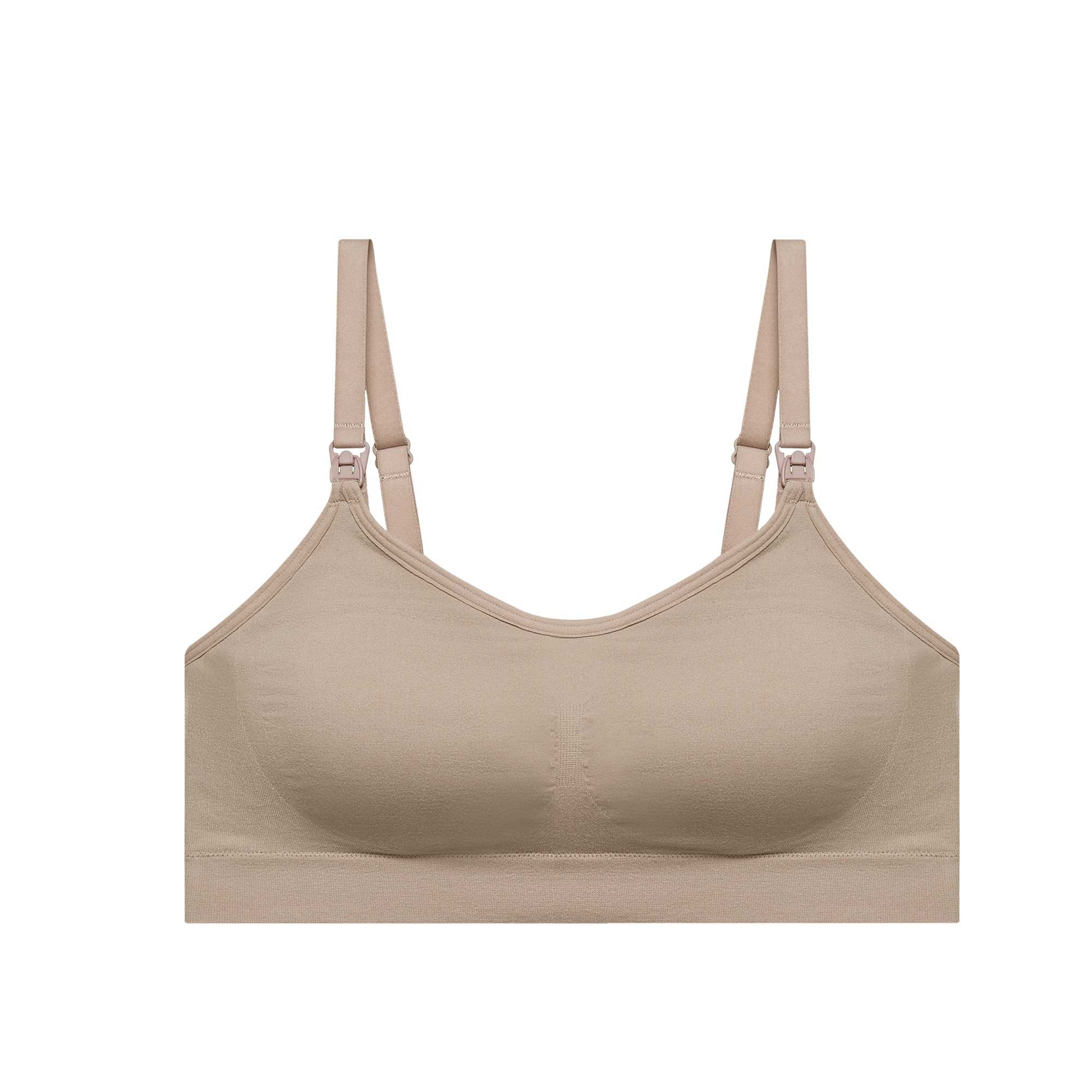 Athaelay Nursing Bra Seamless and Wireless One-Hand Easy Use for Day and Night  Time, Beige and Grey L : : Clothing & Accessories