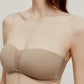 woman in tan color strapless bra