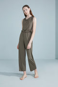 NEIWAI Back Twist Cowl Neck Jumpsuit in Burnt Olive
