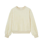 cream color fleece crew neck fleece pajama top