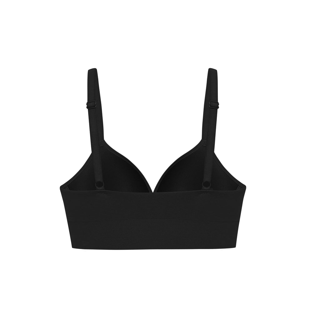 the back of a black bra