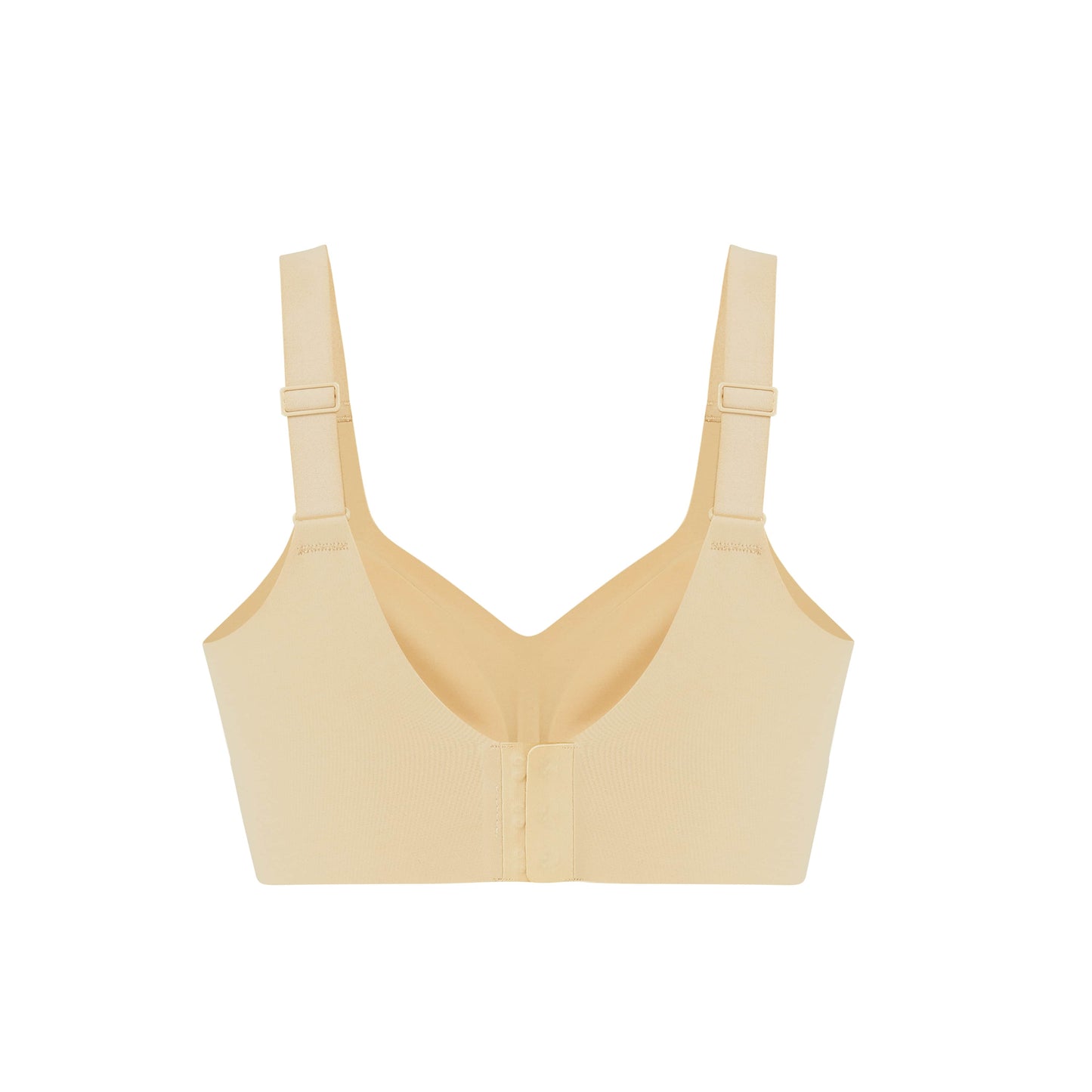 image of the back of light yellow bra with clasps