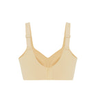 flat lay of the back of light yellow bra with clasps