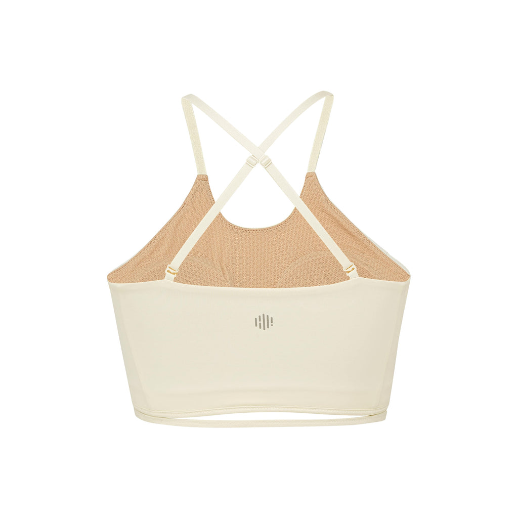 back of white sports bra