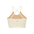 back of white sports bra