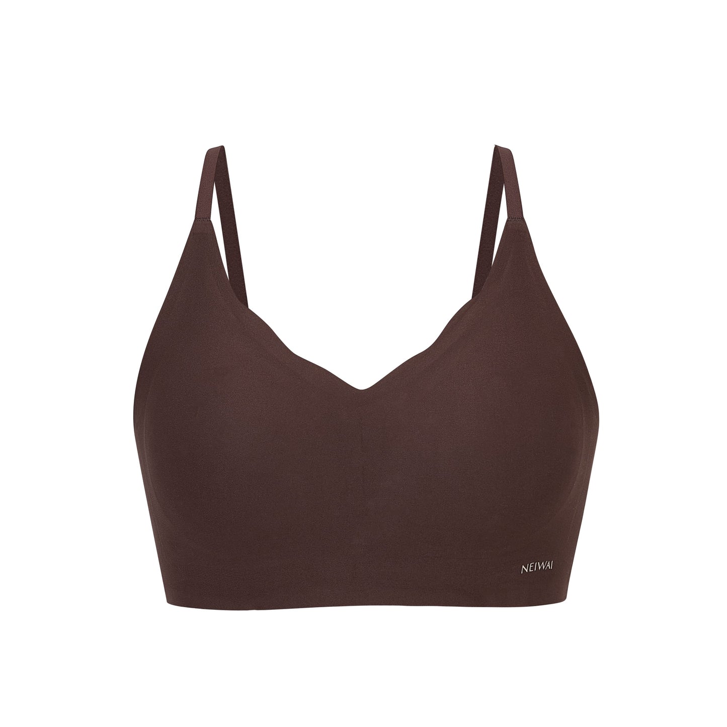 Flat lay image of dark brown bra