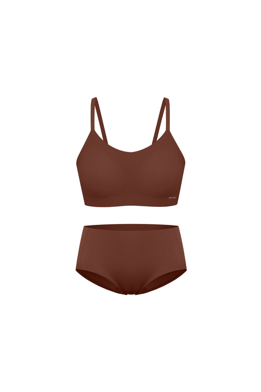 brown bra and brief