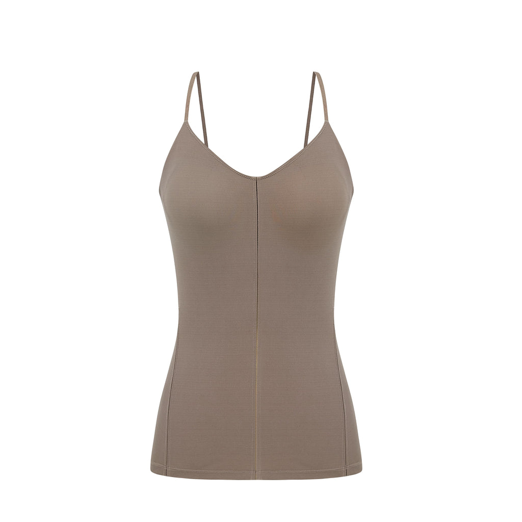 flat lay image of brown camisole