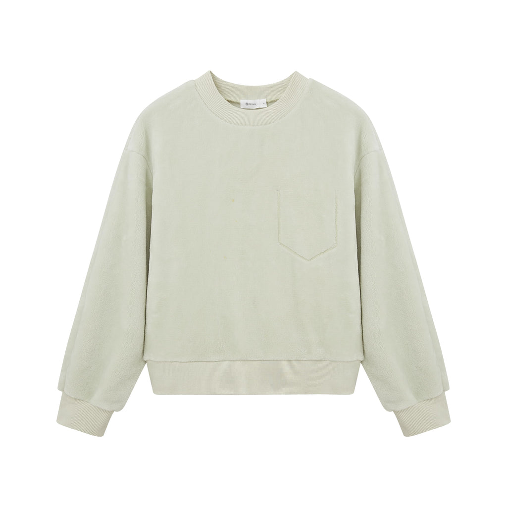 light mint color fleece crew neck fleece pajama top