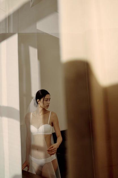 woman in white bra and underwear